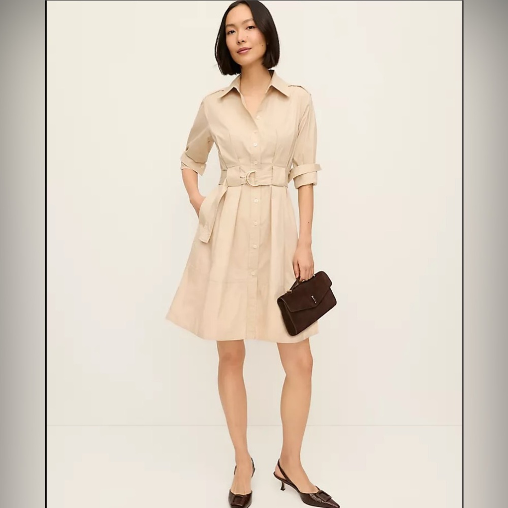 🔥 Closet Sale! Ann Taylor Elegant White Belted Shirt Dress